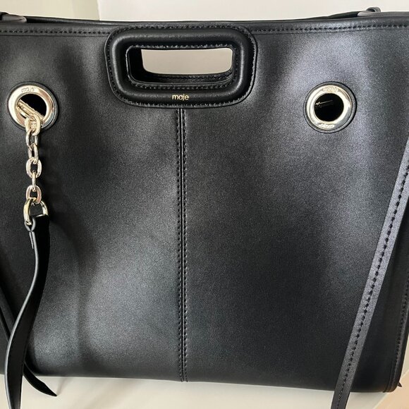 MAJE STUDIO - PURE LEATHER CITY BAG WITH DETACHABLE STRAP. 3 WAYS TO WEAR - NEW - Picture 5 of 9